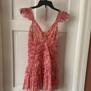 Chic Pink Floral Dress with Sequins